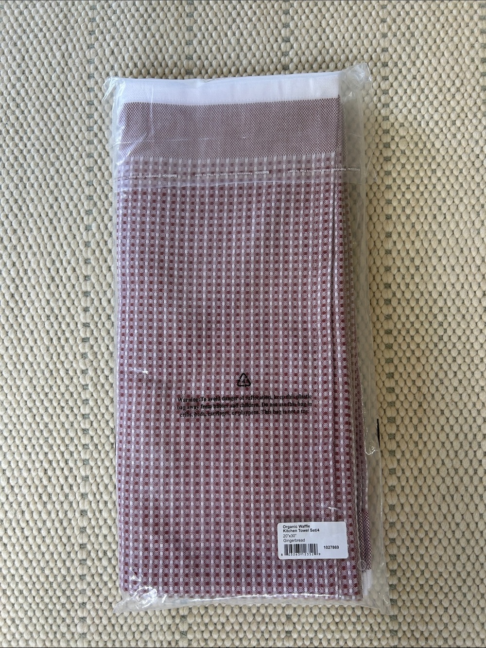 Coyuchi organic Waffle kitchen Towel set of 4 20”x30” in gingerbread NWT - Picture 2 of 8